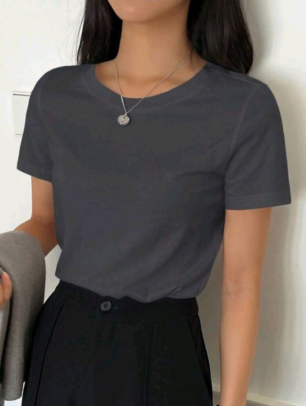 Cotton T-shirt in Dark Grey